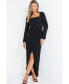 Women's Long Sleeve Sequin Wrap Evening Dress