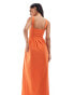 Фото #4 товара ASOS DESIGN 90s square neck bengaline midi dress with full skirt in orange