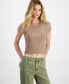 ფოტო #1 პროდუქტის Juniors' Rhinestone-Embellished Mesh Tee