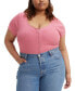 Фото #1 товара Plus Size Short-Sleeve Snap-Front Top