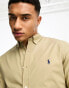 Фото #4 товара Polo Ralph Lauren icon logo slim fit cotton stretch poplin shirt in tan