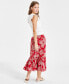 Фото #3 товара Women's Floral Smocked-Waist Midi Skirt