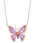 ფოტო #1 პროდუქტის Grape Amethyst (2-7/8 ct. t.w.) & Diamond (1/4 ct. t.w.) Butterfly Pendant Necklace in 14k Rose Gold, 18" + 2" extender