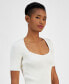 ფოტო #3 პროდუქტის Women's Faggio Ribbed Sweetheart-Neck Top