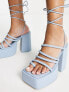 Фото #3 товара Daisy Street platform heeled sandals in baby blue