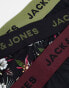 Фото #4 товара Jack & Jones 3 pack trunks in black floral & black