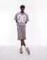 Topman oversized fit short sleeve sweatshirt with number print in grey marl