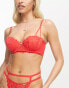 We Are We Wear Fuller Bust lace longline padded balconette bra in red