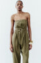 BELTED STRAPLESS LINEN BLEND JUMPSUIT