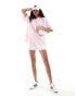 Фото #2 товара ASOS DESIGN oversized v-neck football t-shirt with lace numbers in pink