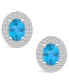 ფოტო #3 პროდუქტის Topaz (2 ct. t.w.) and Diamond (1/2 ct. t.w.) Halo Stud Earrings in 14K White Gold