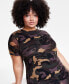 Фото #4 товара Trendy Plus Size Camo Midi Dress, Created for Macy's