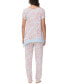 ფოტო #12 პროდუქტის Women's Printed Short Sleeve Tunic with Pant Pajama Set