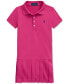 Toddler And Little Girls Pleated Stretch Mesh Polo Dress COLLEGE PINK W/ NAVY C7998 PP, 6 - фото #1