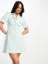 Urban Revivo button front shirt dress in light green check