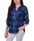 ფოტო #2 პროდუქტის Women's 3/4 Roll Tab Sleeve Y-neck Top