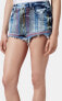 Фото #1 товара TOPSHOP Womens Embroidered High Rise Cutoff Cotton Shorts Light Denim Size 26