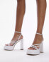Фото #2 товара Topshop Wide Fit Elsie strappy platform with ankle tie in white
