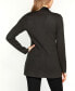 Black Label Women's Faux-Leather Collared Sweater Jacket M - фото #2