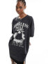 Фото #1 товара ONLY oversized fearless soul graphic t-shirt in wash black