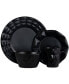 Retro Chic 16 Piece Glazed Dinnerware Set in Black