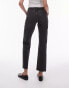 Topshop Tall cropped mid rise straight jeans with raw hems in washed black