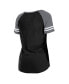 Фото #4 товара Women's Black, Silver Las Vegas Raiders Logo Lace-Up Raglan T-shirt