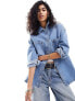 Фото #1 товара Stradivarius denim shacket in medium blue