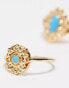 Фото #3 товара DesignB London 3 pack of rings with turquoise stone in gold