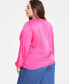 Фото #4 товара Trendy Plus Size Long-Sleeve Pintuck Blouse, Created for Macy's