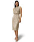 Women's Pleated Sleeveless Midi Silk Dress for Women