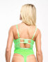 ASOS DESIGN Fuller Bust Emi fishnet lace underwired body in bright green