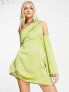 Фото #4 товара Public Desire satin drape mini dress in lime