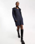 Weekday Grace half zip mini jumper dress in dark blue exclusive to ASOS