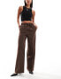 ASOS DESIGN tailored pull on trousers in brown