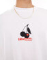 COLLUSION cherry print graphic t-shirt in white