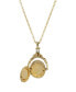 ფოტო #2 პროდუქტის Women's Gold Tone Carnelian Cameo Double Locket Spinner Necklace