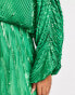 ASOS DESIGN Curve embellishment mini dress with blouson sleeve in green