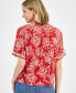 ფოტო #2 პროდუქტის Women's Floral-Print Crochet-Trim Short-Sleeve Shirt