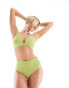 Фото #4 товара Peek and Beau Fuller Bust scallop high high-waist bikini bottom in green crinkle