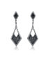 Фото #1 товара Sterling Silver Black And White Gold Plated Kite Shape Drop Earrings