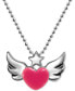 ფოტო #1 პროდუქტის Enamel Rainbow Winged Heart 16" Pendant Necklace in Sterling Silver