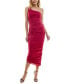 ფოტო #1 პროდუქტის Juniors' Asymmetric-Neck Side-Shirred Bodycon Midi Dress