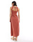 Фото #4 товара ASOS DESIGN square neck midi sundress with button detail in terracotta