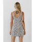 Фото #3 товара Women's Leopard Sleeveless Fitted Dress with Lace Texture
