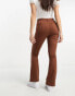 Фото #3 товара DTT Petite Bianca high waisted wide leg disco jeans in chocolate