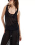 Vero Moda sheer beach top cover up co-ord in black