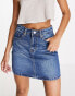 DTT Gabby high waisted denim skirt in mid blue