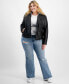 Фото #4 товара Trendy Plus Size Hooded Faux-Leather Jacket, Created for Macy's