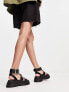 ASOS DESIGN Factor buckle hardware fisherman flat sandals in black